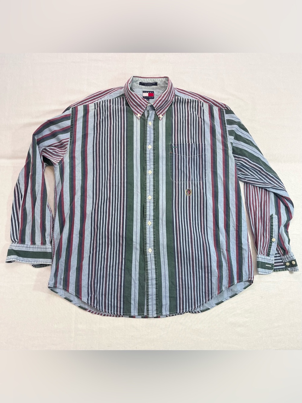 Vintage 90s Tommy Hilfiger Men's Striped Button Up Shirt Size XL